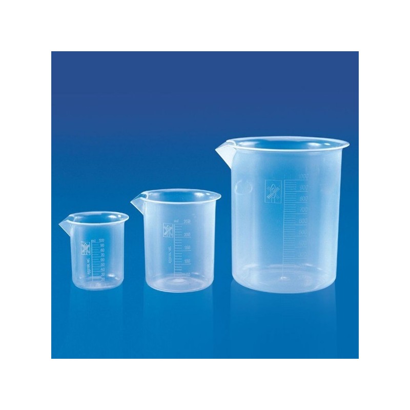 <p>Vaso de plástico resistente químicamente a la mayoría de ácidos, bases y muchos solventes comunes. Puede soportar a un ambiente de trabajo continuo de hasta 135 ºC.</p>
<ul><li>Autoclavable a 121 ºC durante 20 minutos.</li>
<li>Graduaciones moldeadas.</li>
<li>Hecho de polipropileno</li>
</ul><table border="0" cellpadding="0" cellspacing="0" style="width:500px;"><thead><tr><th scope="col">Modelo</th><th scope="col">Código</th><th scope="col">Capacidad</th><th scope="col">Altura</th><th scope="col">Díametro</th><th scope="col">Rango Graduación</th><th scope="col">Intervalo Graduación</th></tr></thead><tbody><tr><td>PL20750050</td>
<td><strong>029032</strong></td>
<td>50 ml</td>
<td>60 mm</td>
<td>41 mm</td>
<td>10 - 50 ml</td>
<td>2 ml</td>
</tr><tr><td>PL20750100</td>
<td><strong>029033</strong></td>
<td>100 ml</td>
<td>72 mm</td>
<td>51 mm</td>
<td>20 - 100 ml</td>
<td>5 ml</td>
</tr><tr><td>PL20750250</td>
<td><strong>029034</strong></td>
<td>250 ml</td>
<td>95 mm</td>
<td>71 mm</td>
<td>50 - 250 ml</td>
<td>10 ml</td>
</tr><tr><td>PL20750500</td>
<td><strong>029035</strong></td>
<td>500 ml</td>
<td>119 mm</td>
<td>87 mm</td>
<td>100 - 500 ml</td>
<td>10 ml</td>
</tr></tbody></table><p> </p>