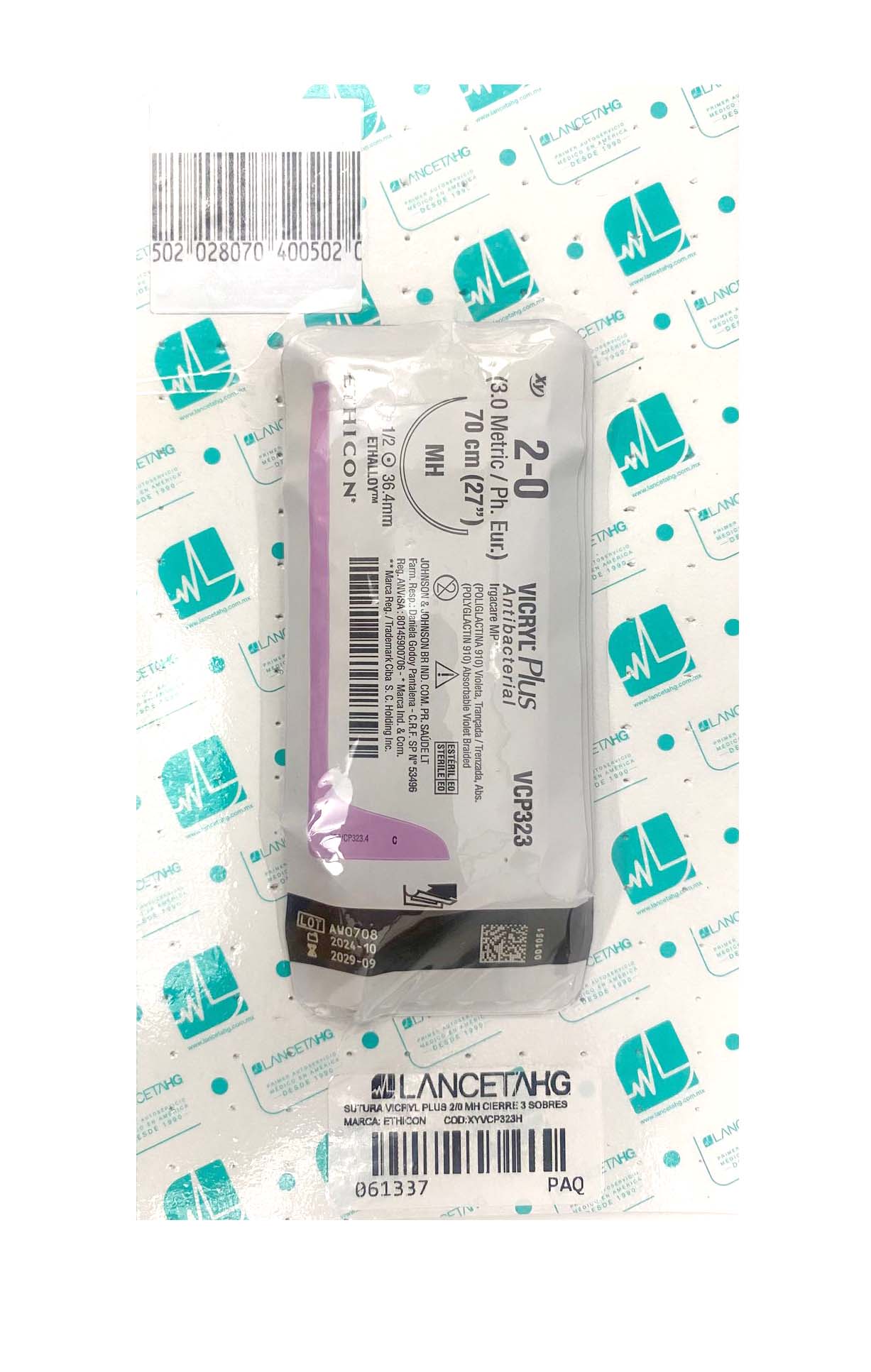 SUTURA VICRYL PLUS 2/0 MH CIERRE 3 SOBRES