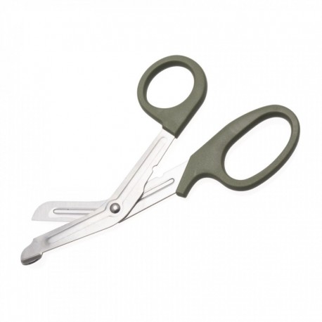 <ul><li>Corta fácilmente, vendajes, gasa, cinta deportiva, tela, lona e incluso cinturones de seguridad.</li>
<li>Puntas curvas que facilitan el corte y protegen al paciente.</li>
<li>Para uso en hospitales, hogares, fábricas, oficinas y automóviles.</li>
</ul>