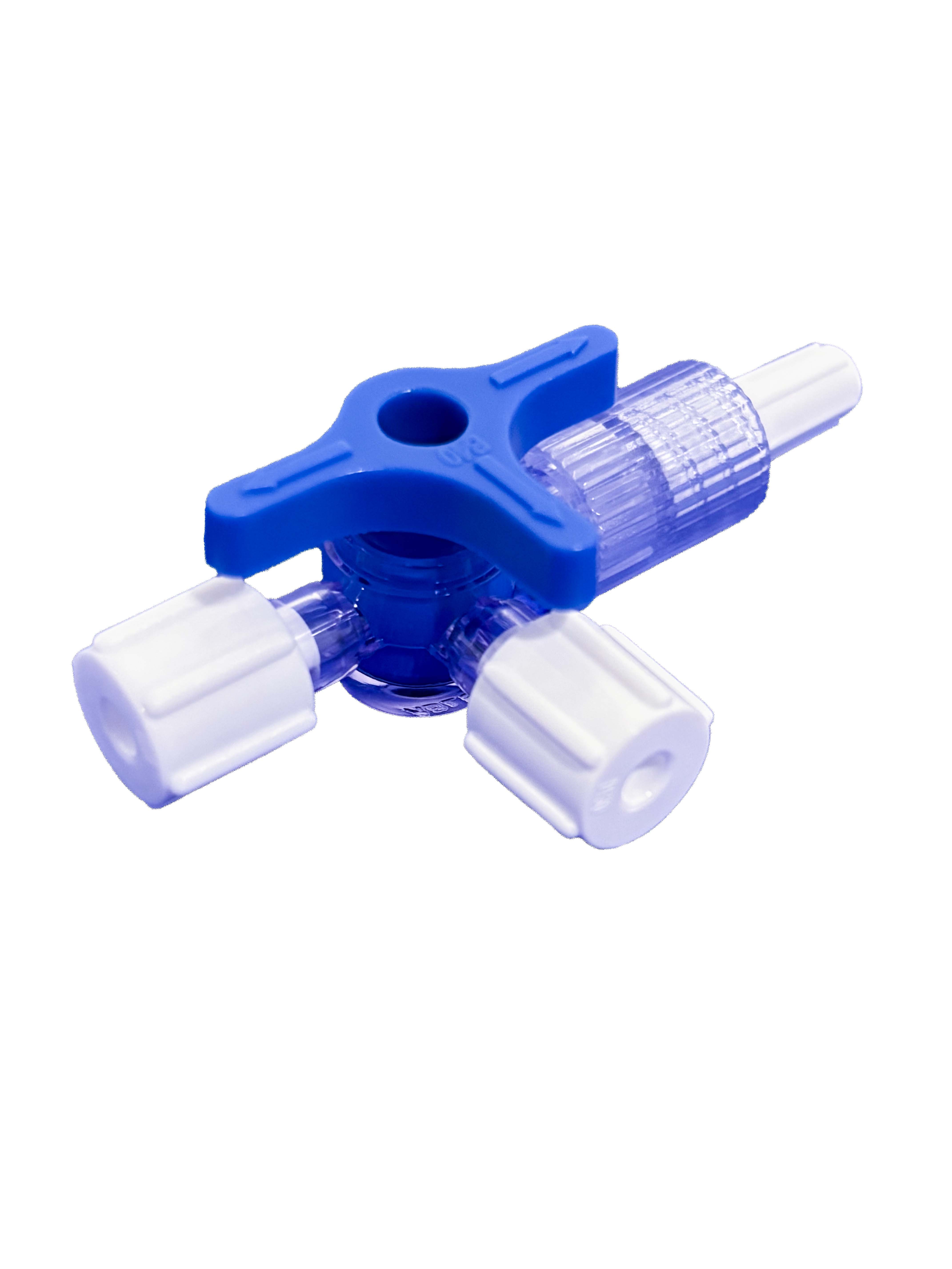 <p>Llave de paso hecha de policarbonato grado m&eacute;dico y &nbsp;HDPE. Consiste en una base de centro giratorio, herrajes de cierre, capuch&oacute;n de protecci&oacute;n y placas multiconectadas.<br />
Esterilizada con &oacute;xido de etileno.<br />
&nbsp;</p>